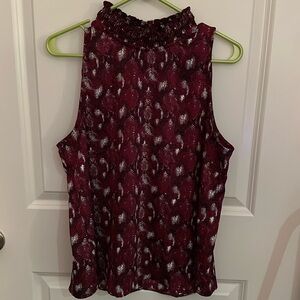 Allison Joy Maroon High Neck Blouse with button back | Size Medium
